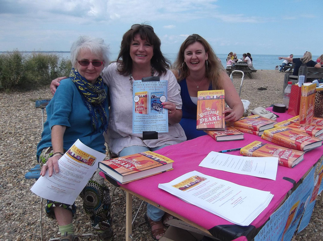 Frankie Hewett and Liz Waller at Harbour Booksstall Whitstable Pearl Mystery Trail